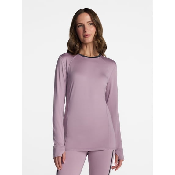ClimateRight by Cuddl Duds Women's Warm Plush Warmth Thermal Crewneck Base Layer Top, Sizes XS-4X