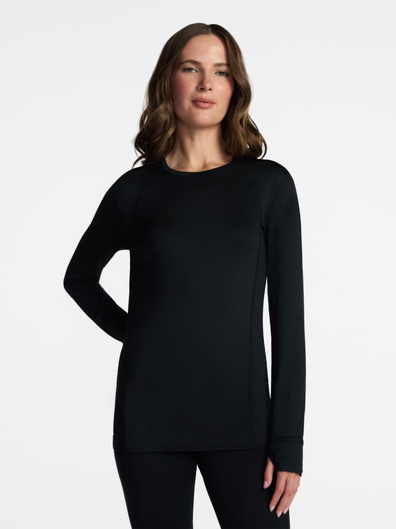 ClimateRight by Cuddl Duds Women's Warm Plush Warmth Thermal Crewneck Base Layer Top, Sizes XS-4X