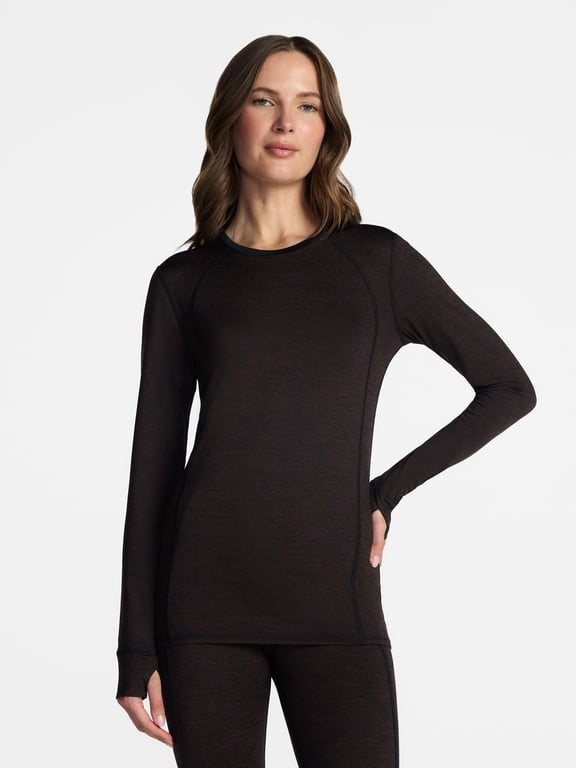 ClimateRight by Cuddl Duds Women's Warm Plush Warmth Thermal Crewneck Base Layer Top, Sizes XS-4X