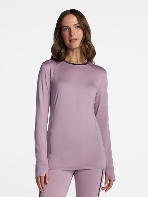 ClimateRight by Cuddl Duds Women's Warm Plush Warmth Thermal Crewneck Base Layer Top, Sizes XS-4X