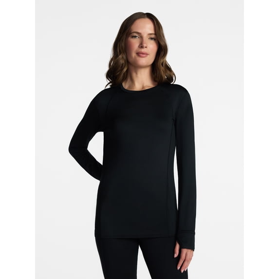 ClimateRight by Cuddl Duds Women's Warm Plush Warmth Thermal Crewneck Base Layer Top, Sizes XS-4X