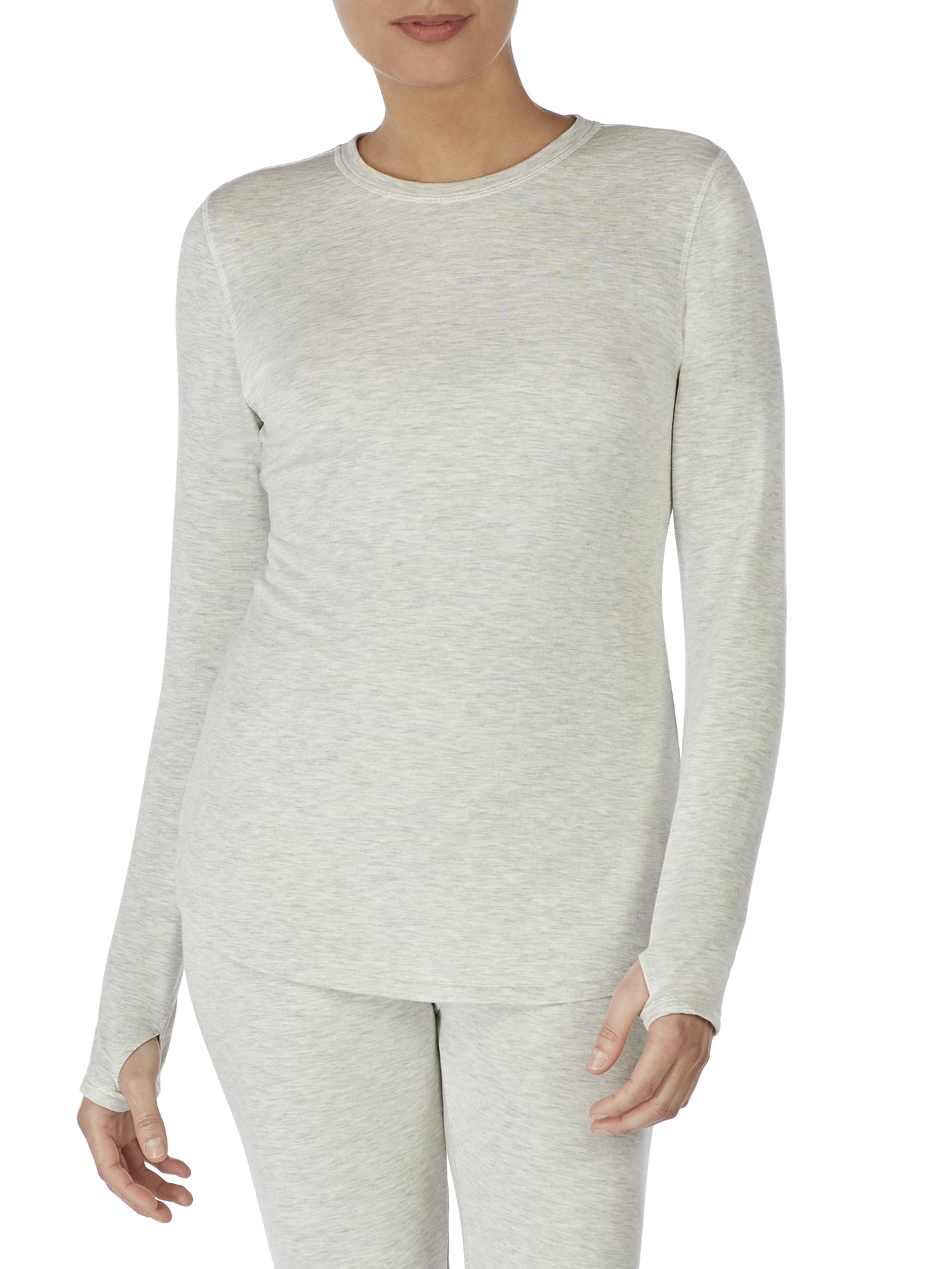 ClimateRight by Cuddl Duds Women’s and Women’s Plus Brushed Luxe Terry Long Sleeve Warm Underwear Top