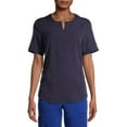 thumbnail image 1 of ClimateRight by Cuddl Duds Women's and Women's Plus Short Sleeve Stretch Woven Scrub Top, 1 of 6