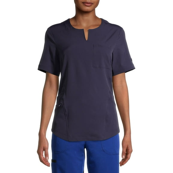 ClimateRight by Cuddl Duds Women's and Women's Plus Short Sleeve Stretch Woven Scrub Top