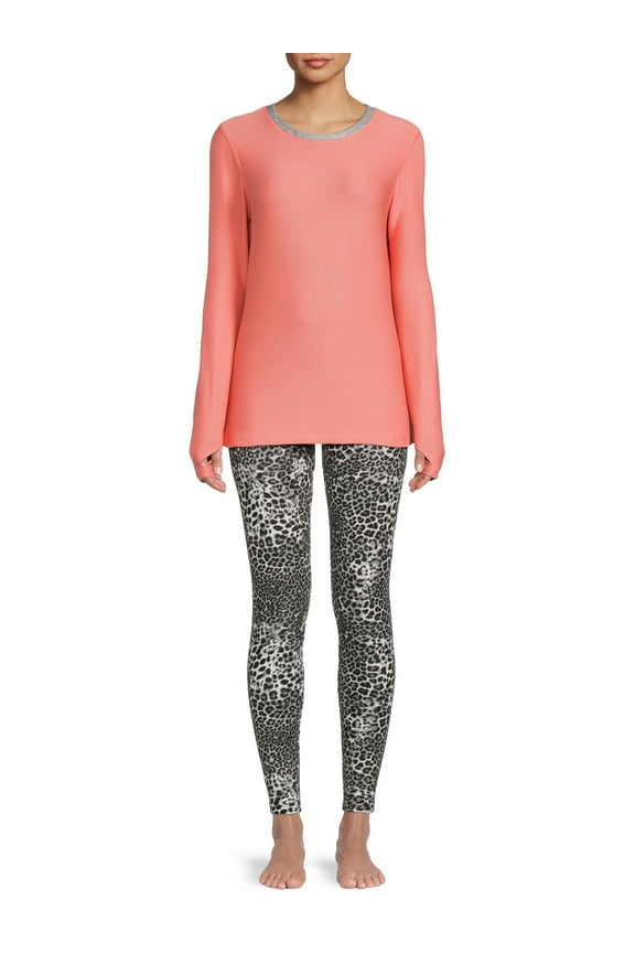 ClimateRight by Cuddl Duds Women's and Women's Plus Size Jersey Thermal Top and Leggings, 2-Piece Set