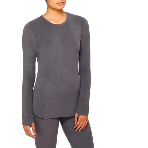 ClimateRight by Cuddl Duds Women's and Women's Plus Stretch Fleece Warm  Underwear Long Sleeve Top 