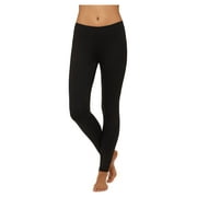 Women's Cotton Waffle Knit Thermal Underwear Stretch Shirt & Pants 2pc Set  (S, Black)