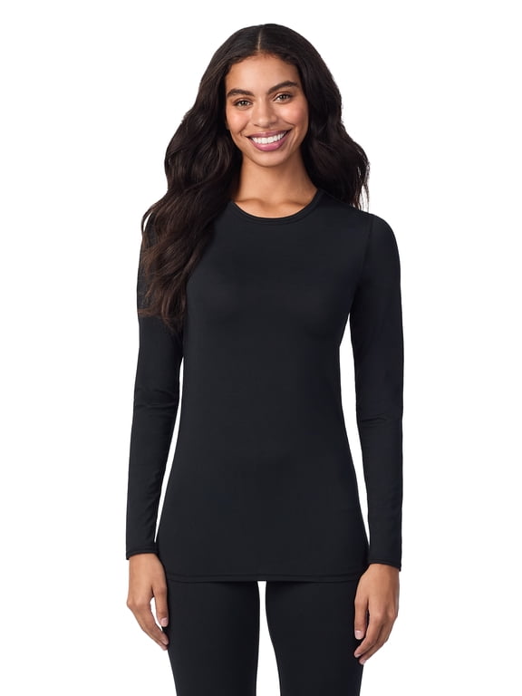 ClimateRight by Cuddl Duds Women's Stretch Microfiber Warm Long Underwear Top, Sizes up to 4X