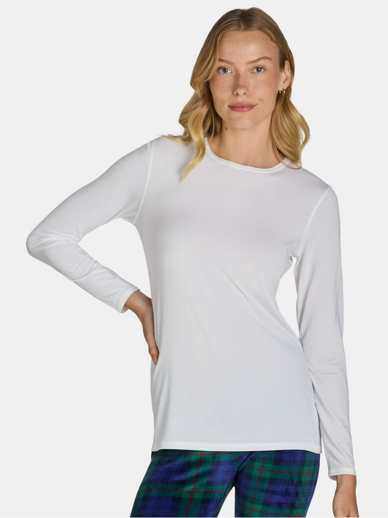 トップス DOWBL DEEP Cuddl Duds women's Stretch Microfiber Top Long Sleeve - Walmart.com