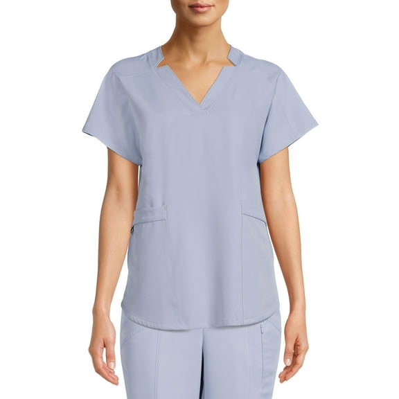 ClimateRight by Cuddl Duds Women’s and Women's Plus V-Neck Scrub Top with Anti-Bacterial Technology