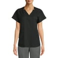 thumbnail image 1 of ClimateRight by Cuddl Duds Women’s and Women's Plus Woven Twill V-Neck Scrub Top with Silver Ion Anti-Bacterial Technology, 1 of 5