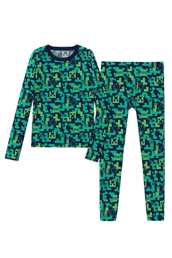 Climateright By Cuddl Duds Minecraft Boys Thermal Set, Sizes S-L