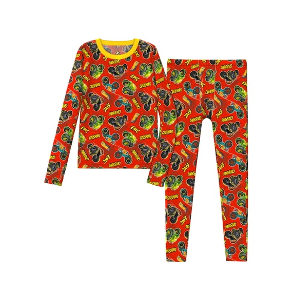 Climateright By Cuddl Duds Monster Hot Wheels Boys Thermal Set, Sizes S-L