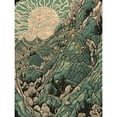 thumbnail image 1 of Climb Every Mountain Hikers at Sunrise Linocut Extra Large XL Wall Art Poster Print, 1 of 3