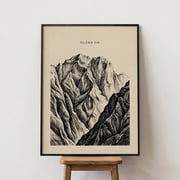 Climb On Mountain Print, Vintage Mountain Art, Motivational Wall Art, Nature Landscape Poster, Adventure Decor, Minimalist Black Print, Poster Only