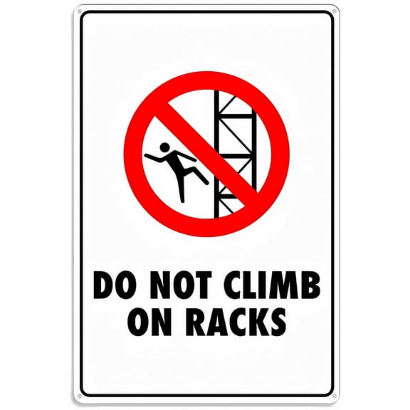 Do Not Climb No Racks Sign - 8"x12" Aluminum UV Printed Metal Sign, 4 Pre-Drilled Holes for Easy Mount Home Business Warehouse Storage Area Safety Decor
