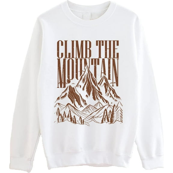 Climb The Mountain Graphic Sweatshirt, Hiking Adventure Crewneck Pullover