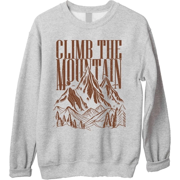 Climb The Mountain Graphic Sweatshirt, Hiking Adventure Crewneck Pullover