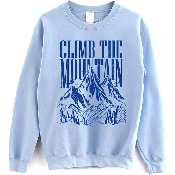 Climb The Mountain Graphic Sweatshirt, Hiking Adventure Crewneck Pullover