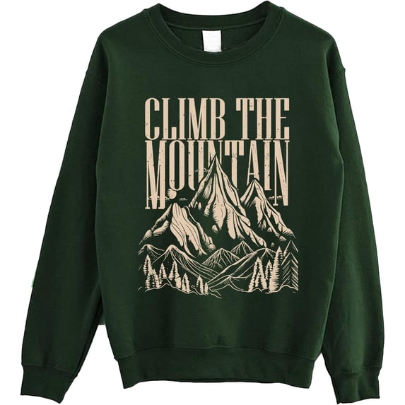 Climb The Mountain Graphic Sweatshirt, Hiking Adventure Crewneck Pullover