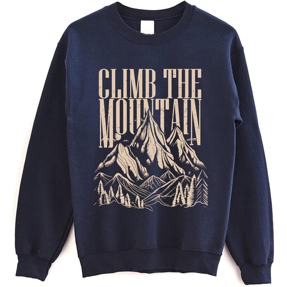 Climb The Mountain Graphic Sweatshirt, Hiking Adventure Crewneck Pullover