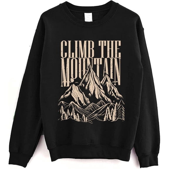 Climb The Mountain Graphic Sweatshirt, Hiking Adventure Crewneck Pullover
