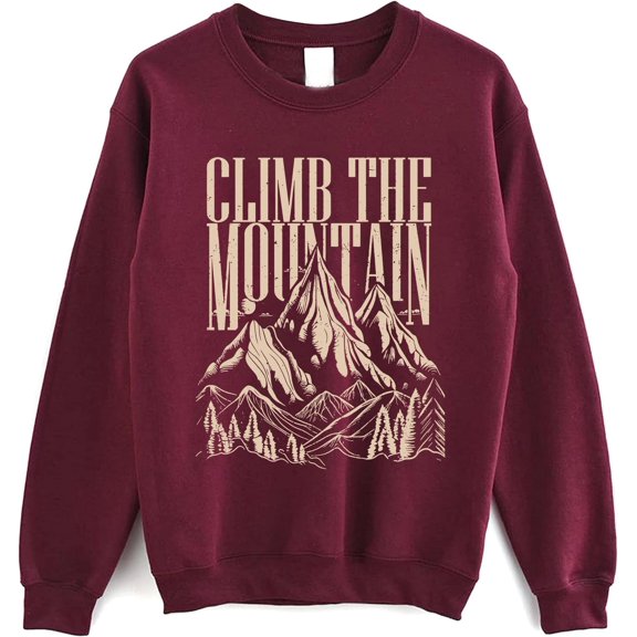 Climb The Mountain Graphic Sweatshirt, Hiking Adventure Crewneck Pullover