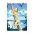 thumbnail image 1 of Climb Up. . . You'll love the view! - Palm Tree Pin-up Girl - From an Original Color Painting by Scott Westmoreland - Bamboo Fine Art 290gsm Paper (Unframed) 12x16in, 1 of 4