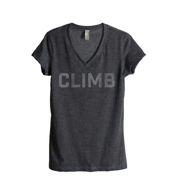 Climb Women's Fashion Relaxed V-Neck T-Shirt Tee Charcoal Grey Small