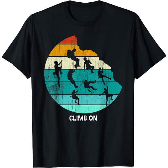 Climb on Mountain Hiking Retro Vintage Bouldering Climbing T-Shirt