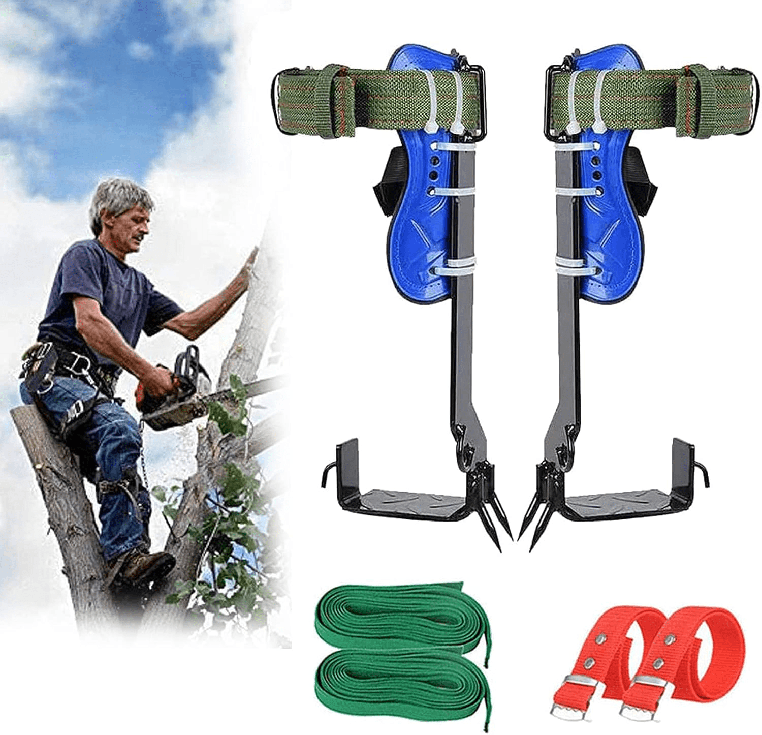 Climber Treestands, Tree Climbing Spikes Pads Set upgraded with Full wrap protection Tree Gaffs