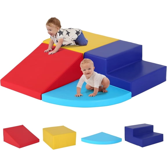 Climbing Blocks for Toddlers 1-3, 4-Piece Crawl and Climb Soft Foam Baby Climbing Blocks, Babies Activity Play Structures Toddler Climbing Toys Indoor, Colorful