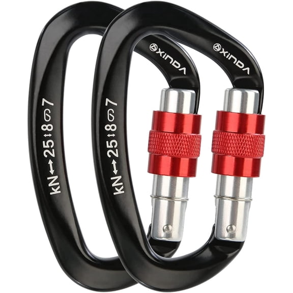 Climbing Carabiner Clips,25KN Locking D-shape Carabiner Clip for Camping,Rescue,Hunting
