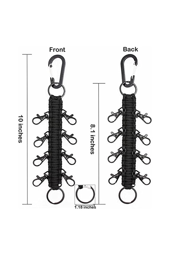 1Pack Key Chain Strap Safe Handwoven Rope with Carabiner for Outdoor Sports Black