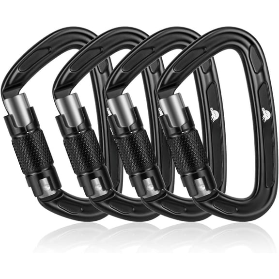 Climbing Carabiners, 25KN (5620 lbs) 3.9" Heavy Duty Carabiner Clip, Multipurpose for Rigging, Ropes, Hammocks (4pack)