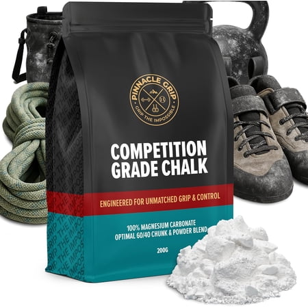 Loose Gym Chalk, Climbing Chalk for Lifting, Gymnastics, 200g | 100% Magnesium Carbonate, 60/40 Chunk & Powder Blend, No Added Fillers, Resealable Pouch
