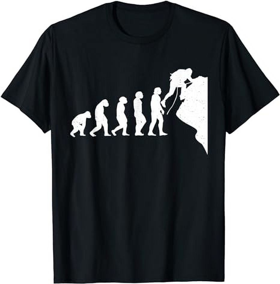 Climbing Evolution Ape Man Rock Climbing Mountain Climber T-Shirt