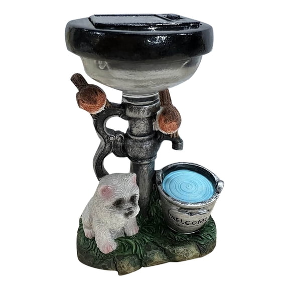 Climbing Garden Statue Solar Garden Decor Garden Decor Outdoor Solar Decorations for Outside Climbing Lamp Yard Decorations Outdoor Garden Statue Puppy and Birds Home Garden Solar Light Decoration