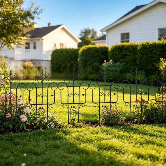 Climbing Greenery support, garden border fence, stackable plastic garden fence, picket style, weather-resistant, for lawn flowerbed vine edging yard outdoor decor