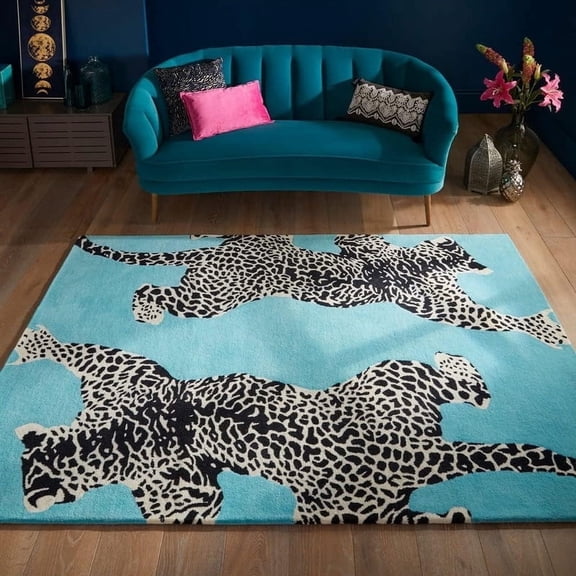Climbing Jaguar Modern Handmade Wool Area Rug – 2.6 x 8 FT Runner – Luxury Animal Print Carpet for Living Room, Bedroom & Hallway by Avyay Rugs