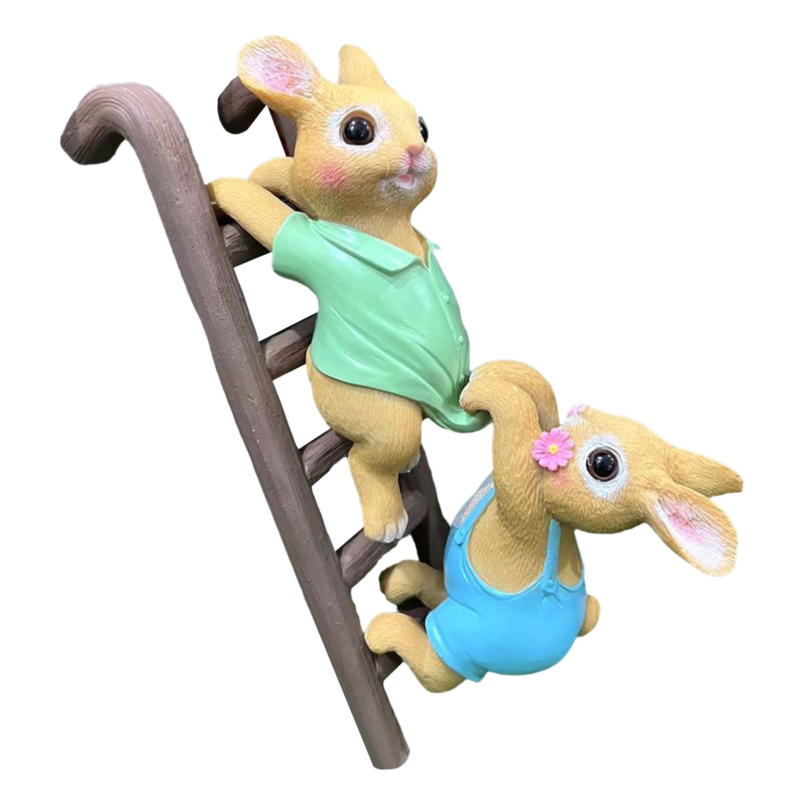 Climbing Ladder Rabbit Garden Statue Creative Cute Animal Pendant ...
