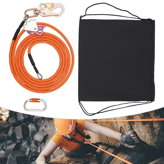 Climbing Lanyard Steel Wire Core Flipline Kit Outdoor Safety Rope 1/2in*14ft