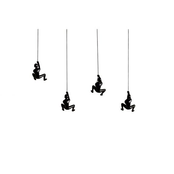 Climbing Man Home Decor Classic Wall-Art Sculpture | 4-Piece | Black