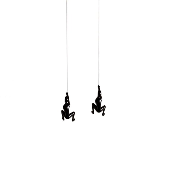 Climbing Man Classic Wall-Art Sculpture | 2-Pack | Black