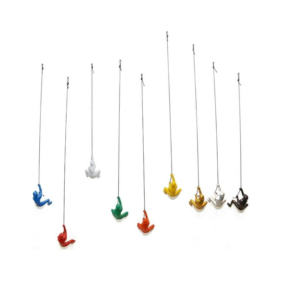 Climbing Man Wall Art Sculpture 9-Piece Durable Resin Colorful