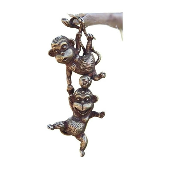 Climbing Monkey Brass Animal Statue Small Sculpture Tabletop Figurine Decor Gift