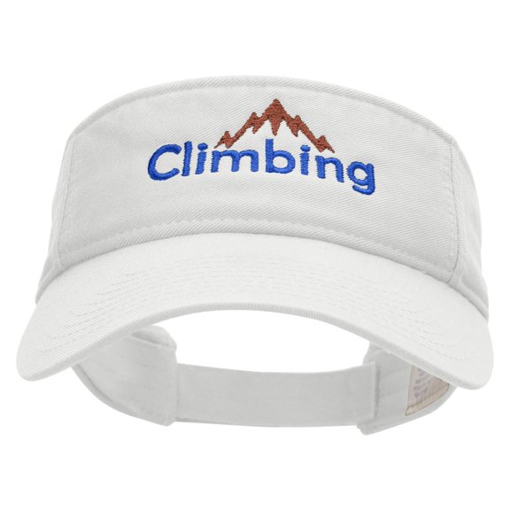Climbing Mountain Embroidered Pro Style Cotton Twill Washed Visor - White OSFM