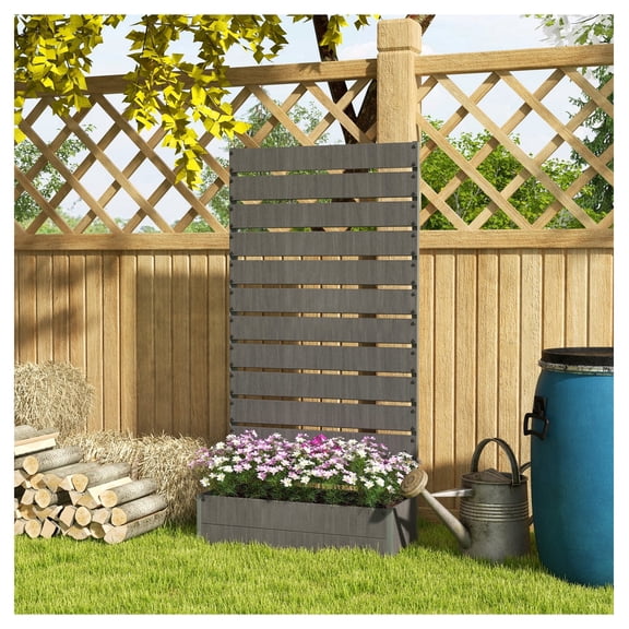 Climbing Plant Trellis Planter, Raised Garden Bed, Outdoor Planter Box, Dark Gray