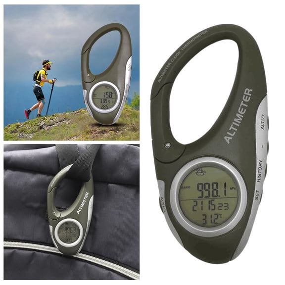 Climbing Pocket Weather Instrument with Altimeter Barometer Hygrometer Clip for Outdoor Camping Travel Portable Handheld Electronic Altimeter and Temperature