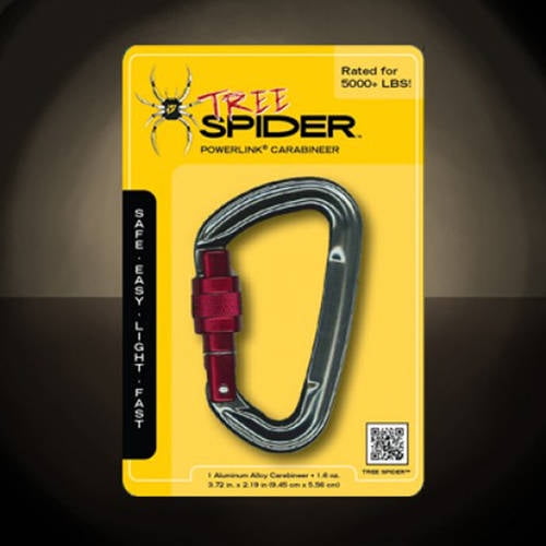 Climbing Powerlink Carabiner TreeSpider, Aluminum, Grey with Red Gate